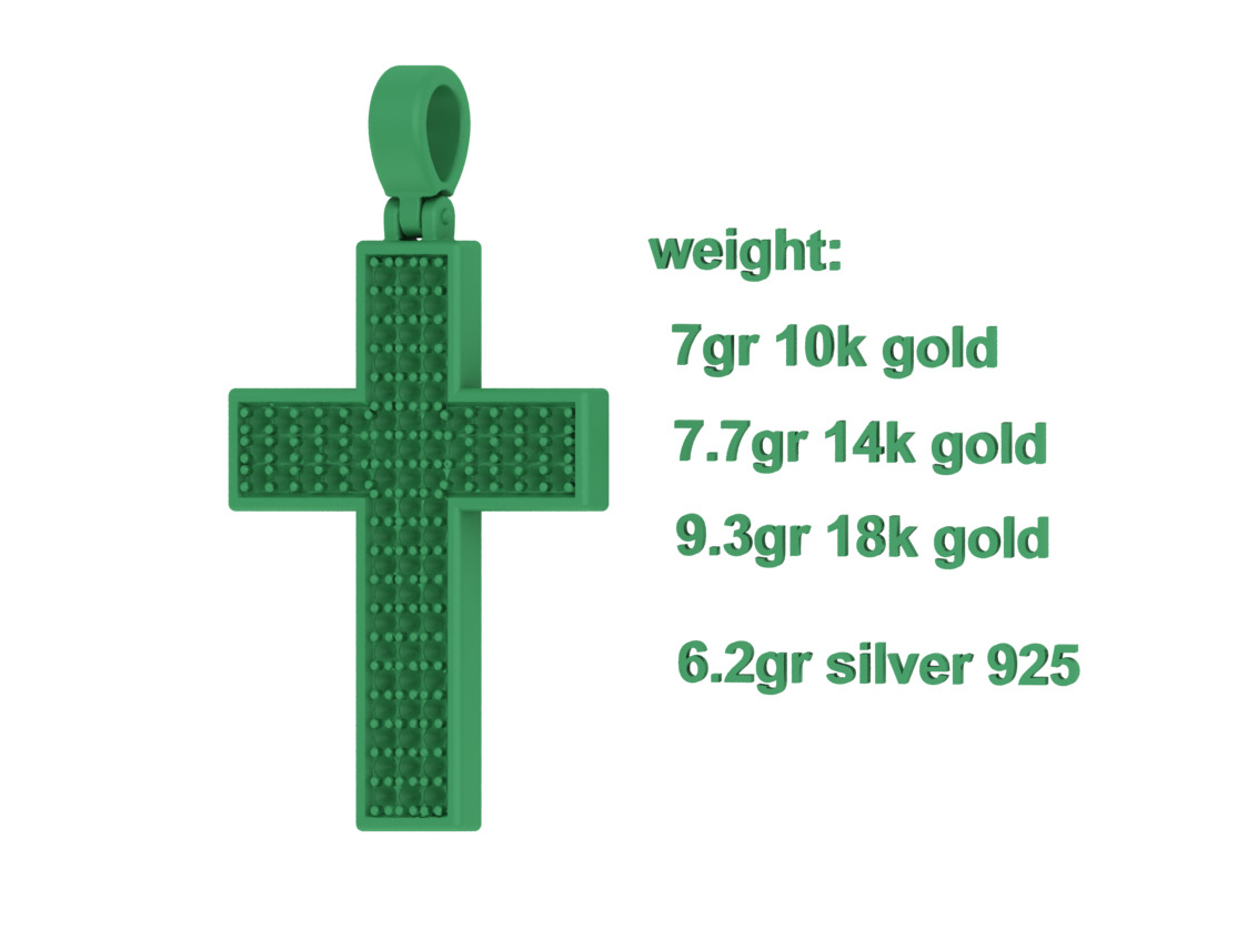 29mm Diamond Cross 3 Gem Rows  Classic Cross Pendant  3D print model_10