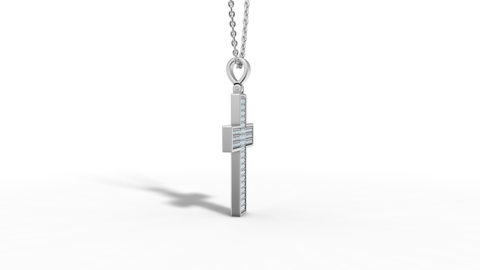 29mm Diamond Cross 3 Gem Rows  Classic Cross Pendant  3D print model_19