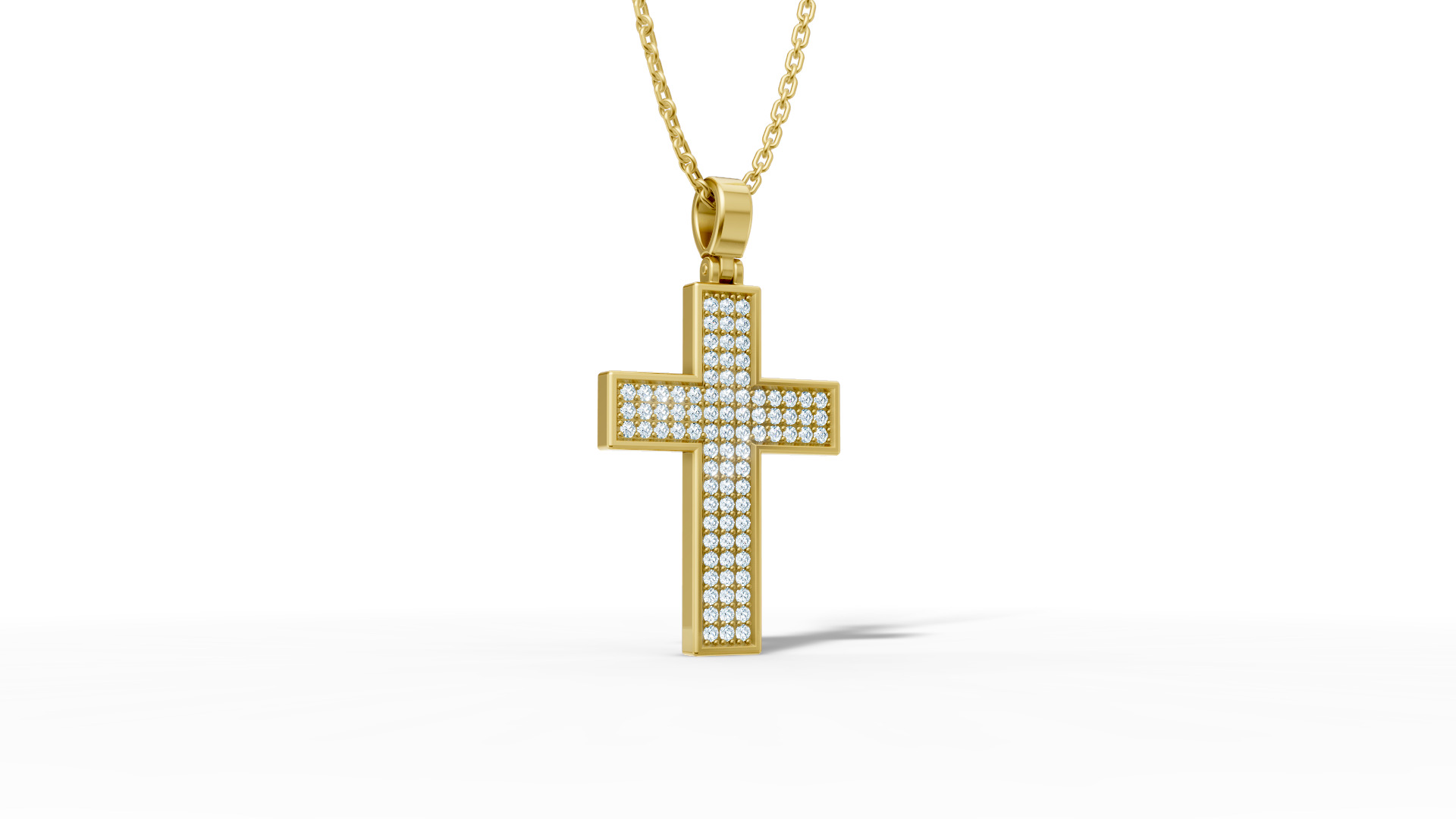 29mm Diamond Cross 3 Gem Rows  Classic Cross Pendant  3D print model_6