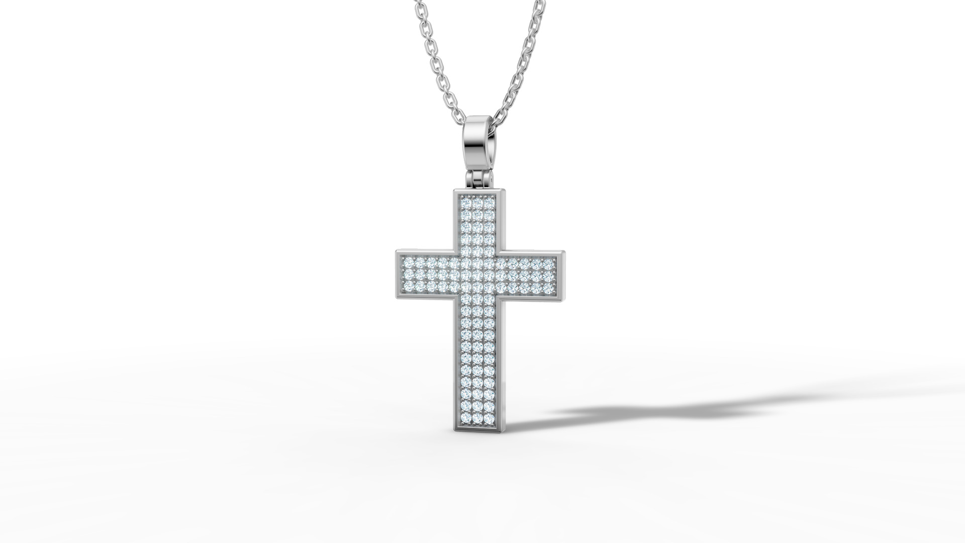 29mm Diamond Cross 3 Gem Rows  Classic Cross Pendant  3D print model_28