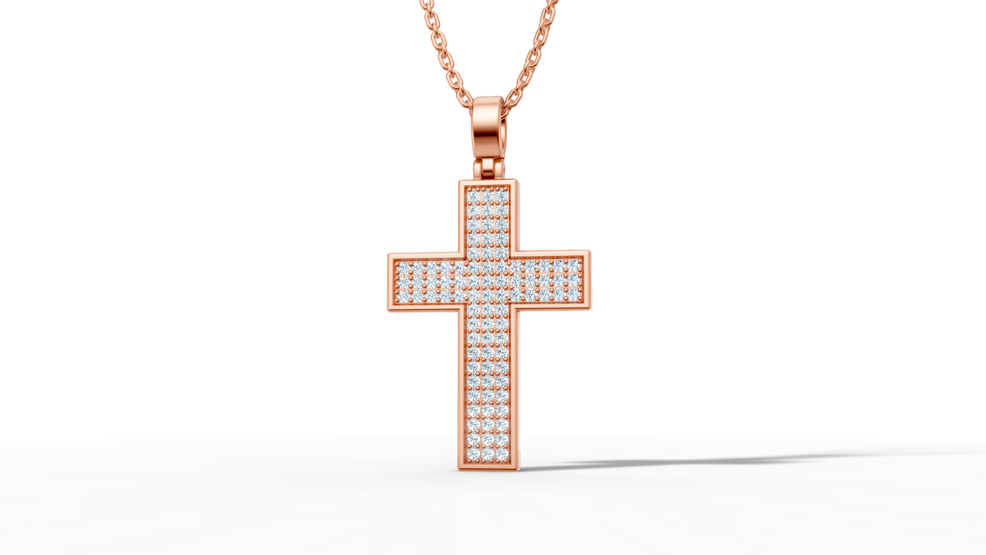 29mm Diamond Cross 3 Gem Rows  Classic Cross Pendant  3D print model_29