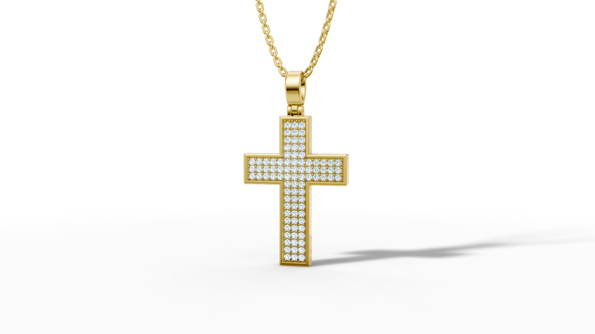 29mm Diamond Cross 3 Gem Rows  Classic Cross Pendant  3D print model_27