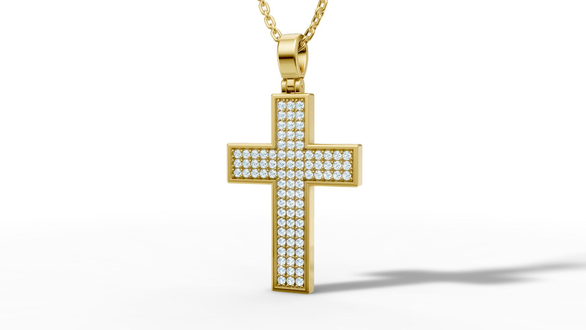 29mm Diamond Cross 3 Gem Rows  Classic Cross Pendant  3D print model_38