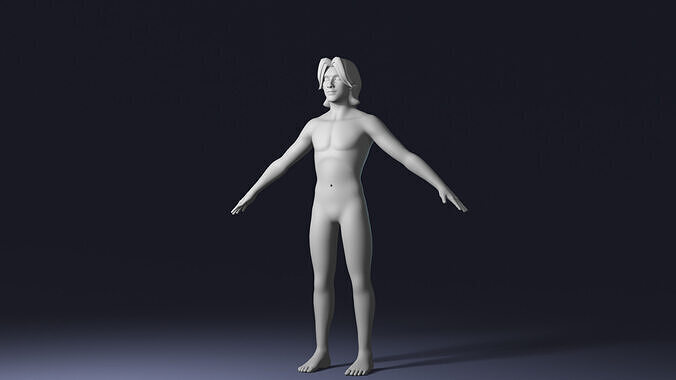 Stylized Male Body Base IK FK Rig Face Rig Game Animation Ready Low-poly 3D model