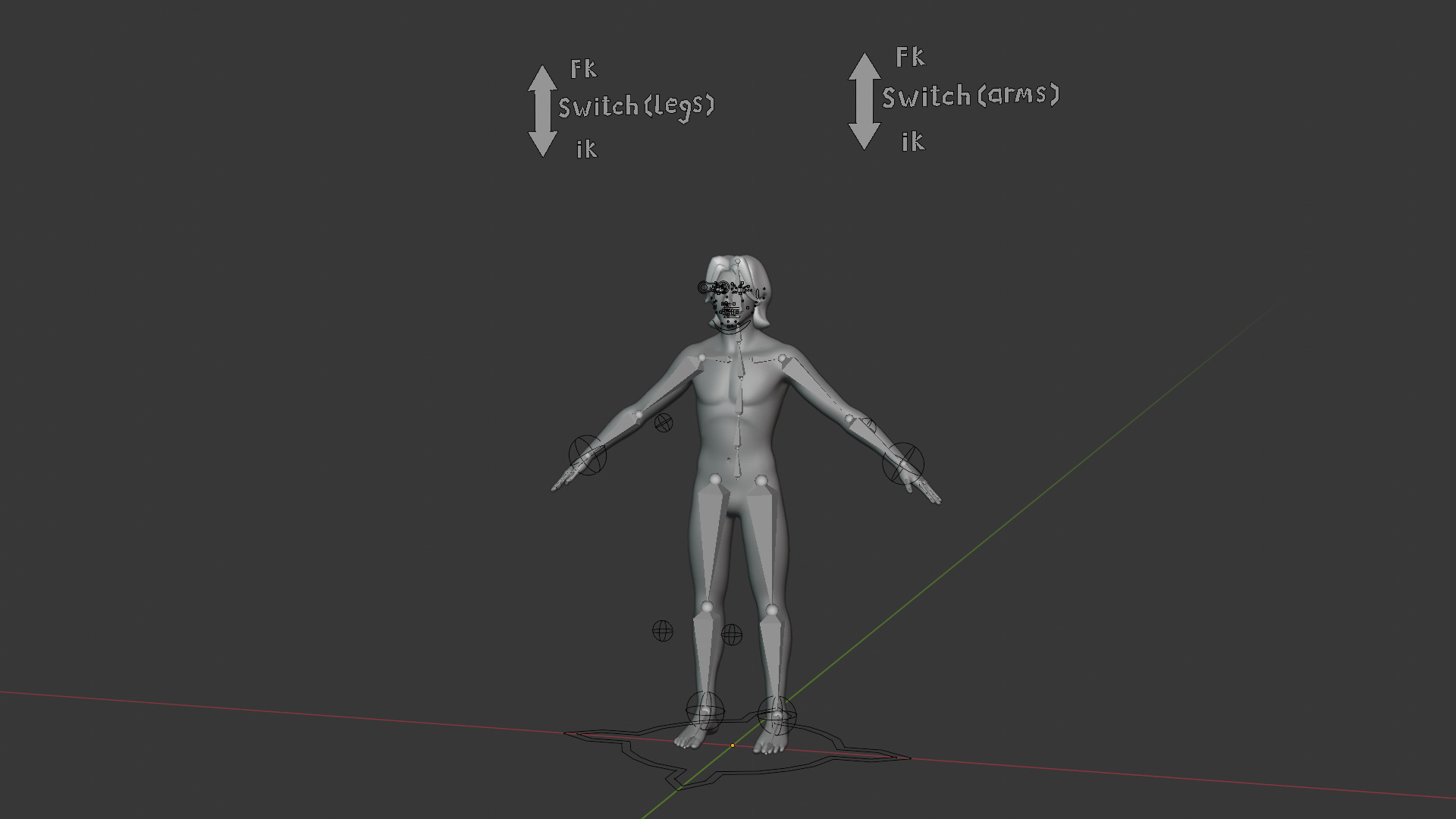 Stylized Male Body Base IK FK Rig Face Rig Game Animation Ready Low-poly 3D model_19