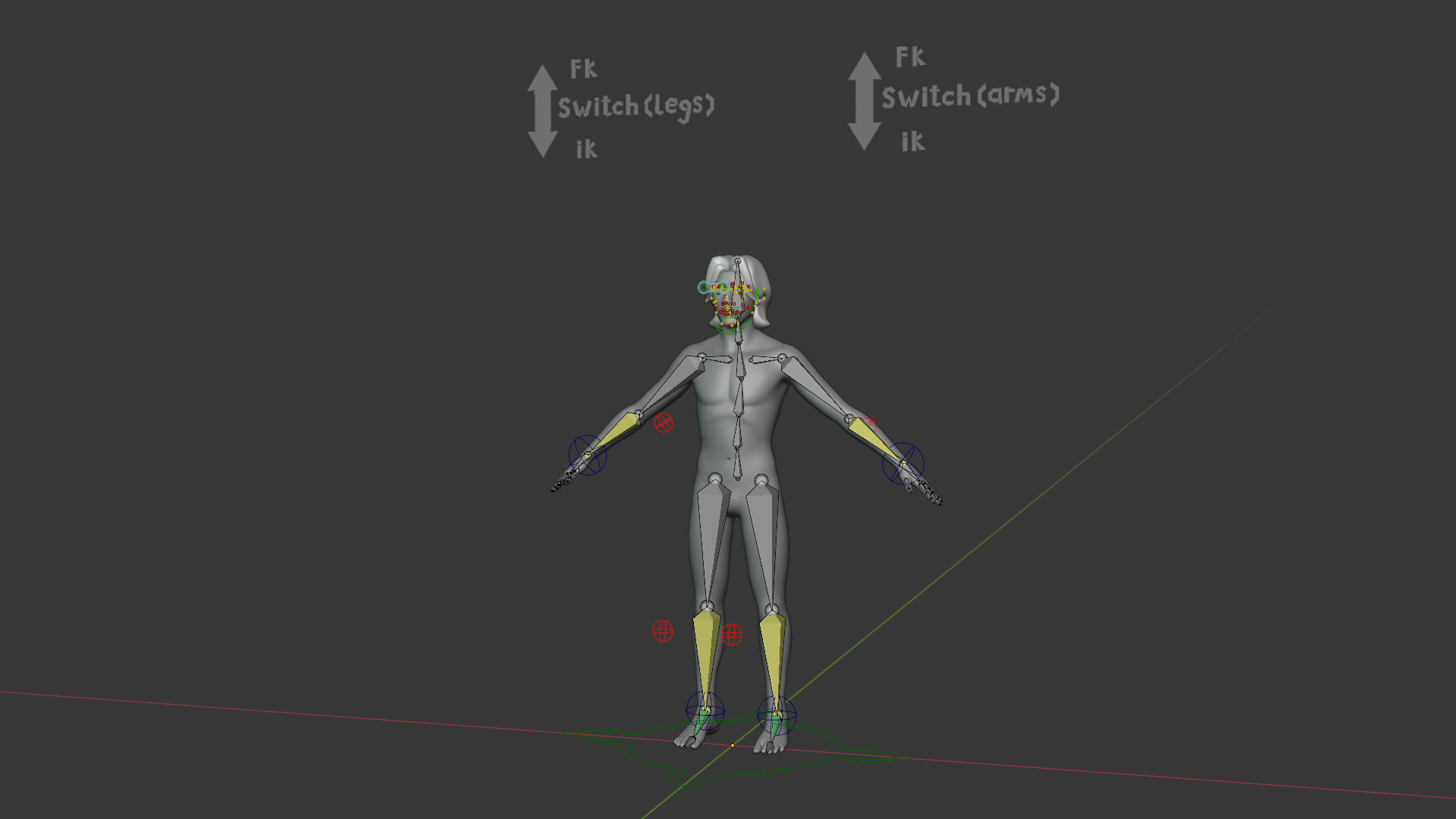 Stylized Male Body Base IK FK Rig Face Rig Game Animation Ready Low-poly 3D model_20