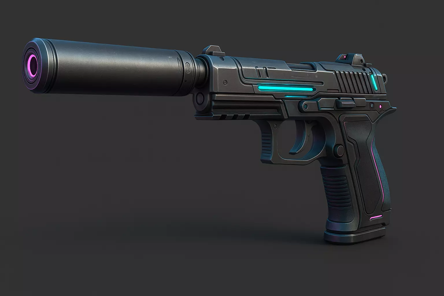 Stealth Arc P9 Cyberpunk Pistol with Silencer Texture_0