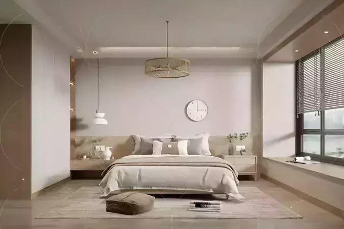 3DS MAX WABI SABI STYLE 3D BEDROOM 0037