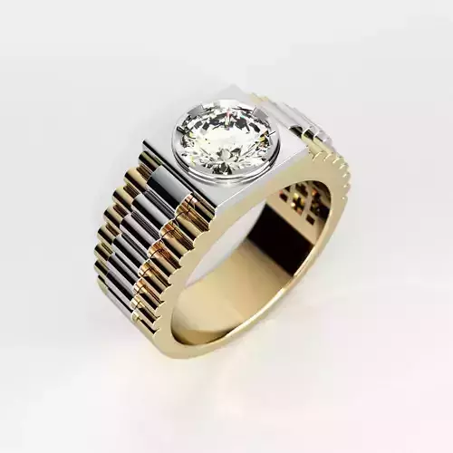 Mens ring model with round gemstone 004 3D print model