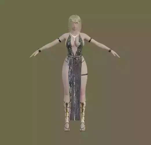 Dark Elf Female Warrior 3D Model Game Ready Rigged Character