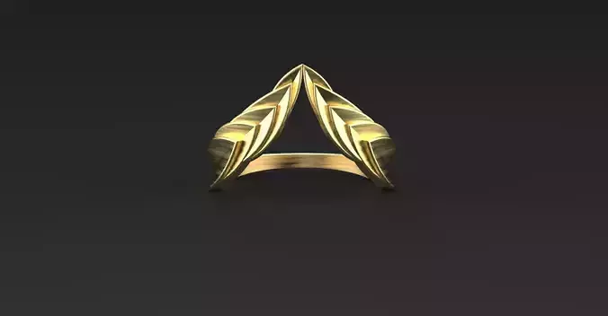 Geometric Leaf Inspired Gold Ring Design  3DM  STL  