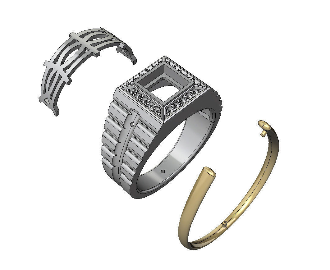 Mens ring model with black onyx 002 3D print model_2