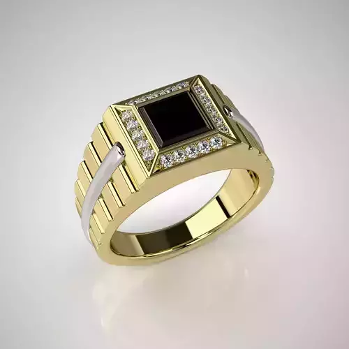 Mens ring model with black onyx 002 3D print model