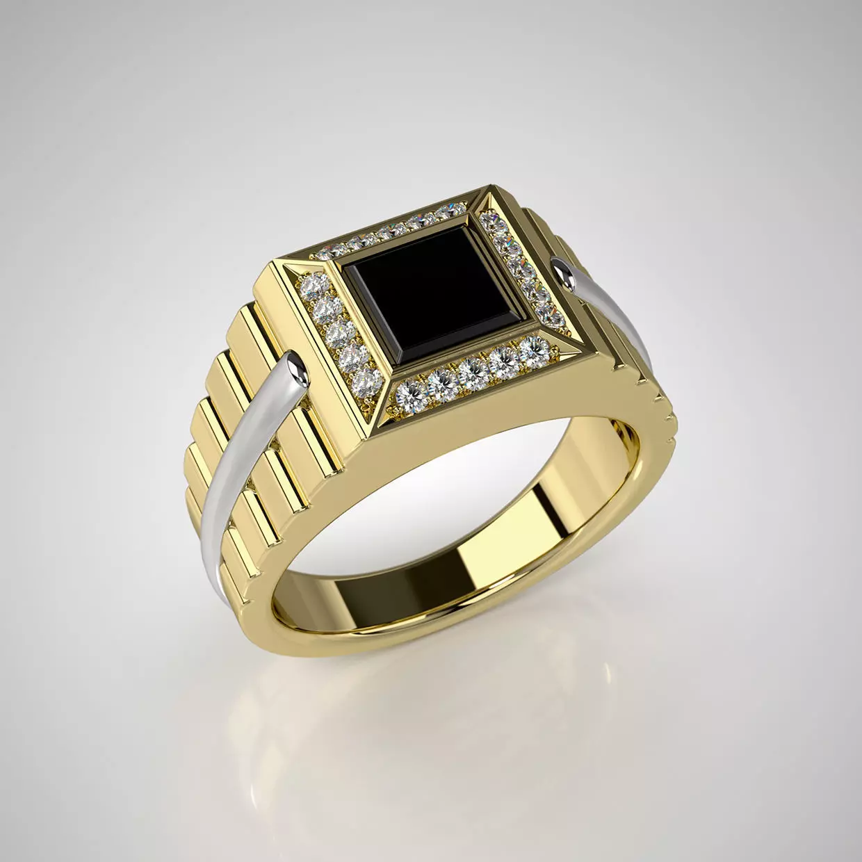 Mens ring model with black onyx 002 3D print model_0