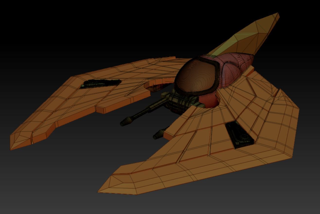 Sci-Fi Alien Fighter Space Ship 3D model_2