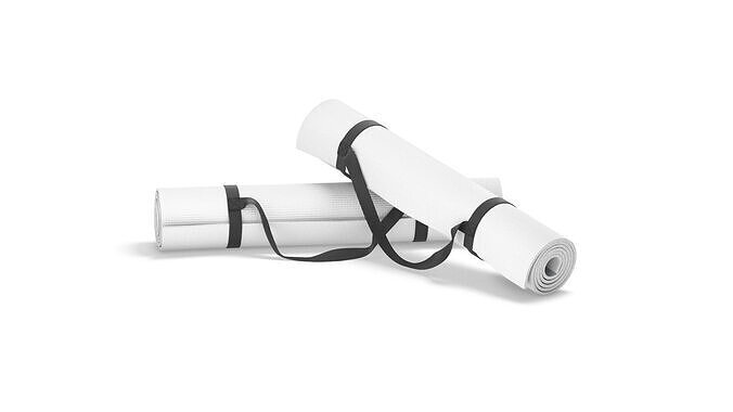 White Twisted Yoga Mat Set - two gym roll yogi pad with handles 3D model