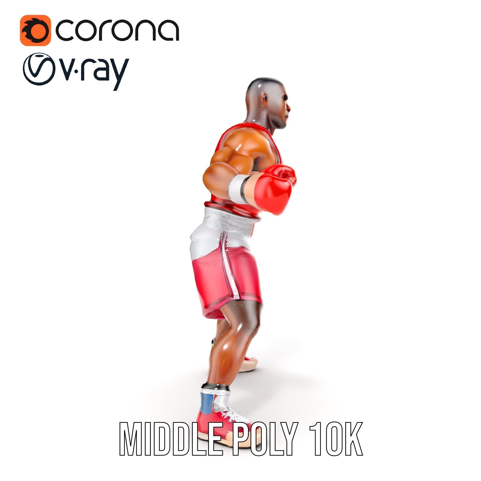 Boxer Champion Character Model Rigged and Animated Low-poly 3D model_24