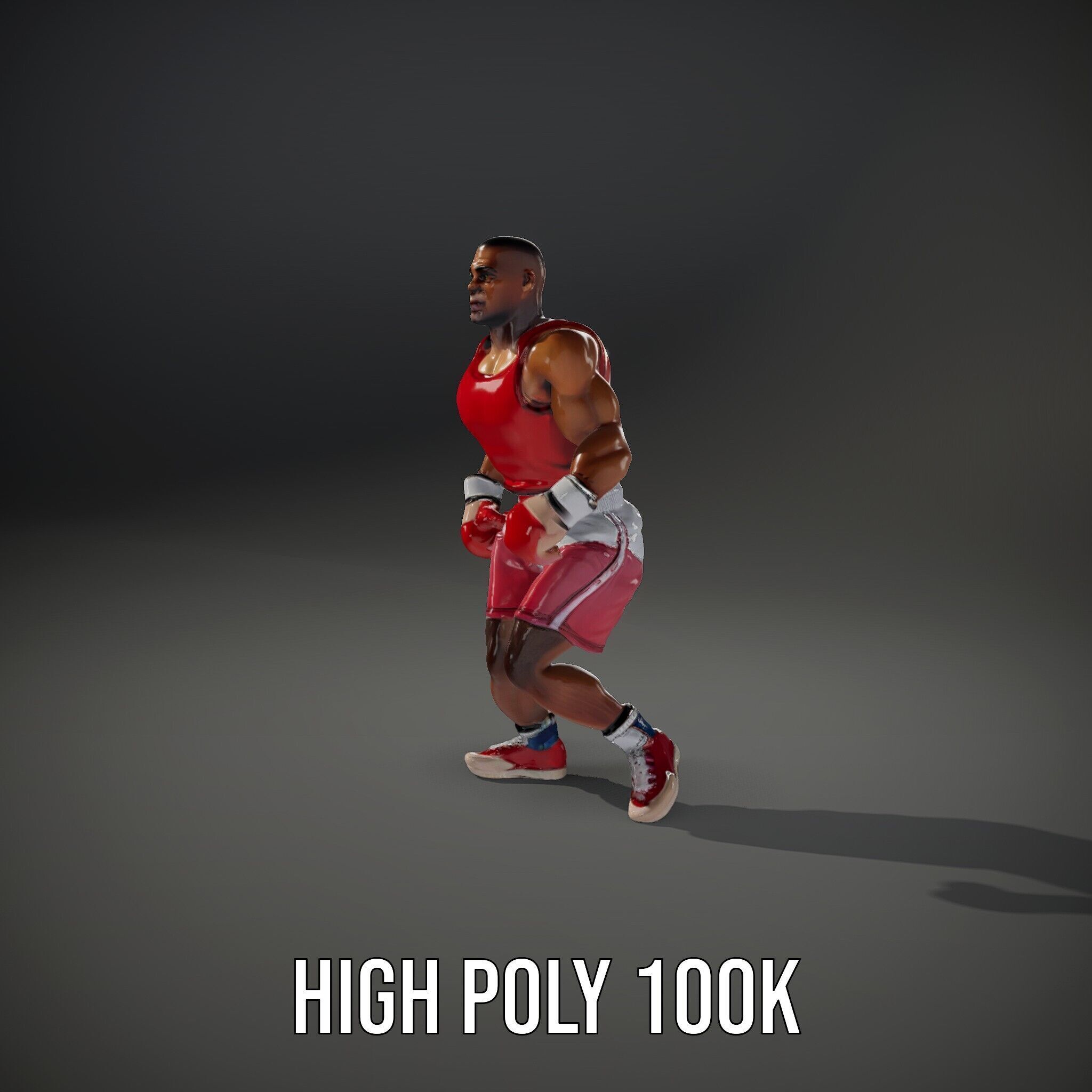 Boxer Champion Character Model Rigged and Animated Low-poly 3D model_11