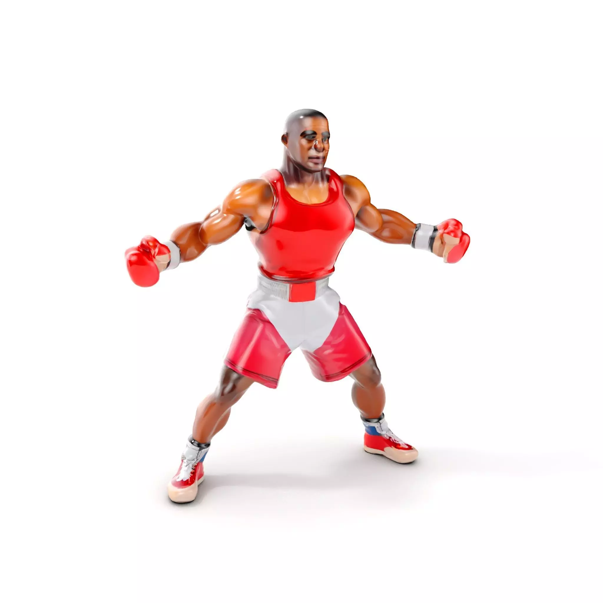 Boxer Champion Character Model Rigged and Animated Low-poly 3D model_0