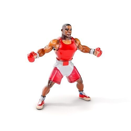 Boxer Champion Character Model Rigged and Animated Low-poly 3D model