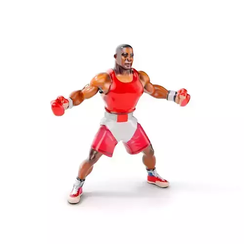 Boxer Champion Character Model Rigged and Animated Low-poly 3D model
