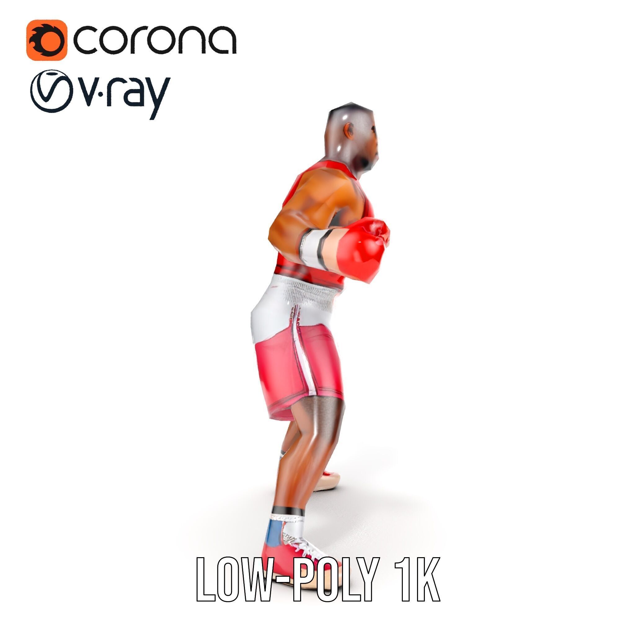 Boxer Champion Character Model Rigged and Animated Low-poly 3D model_22