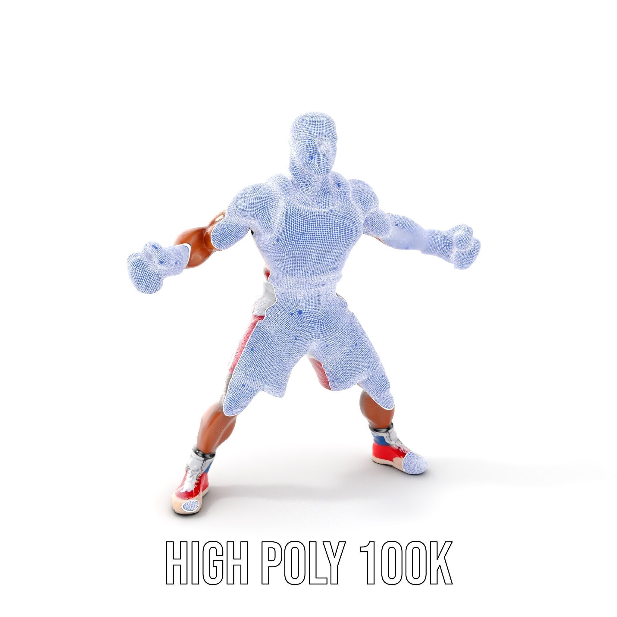 Boxer Champion Character Model Rigged and Animated Low-poly 3D model_4