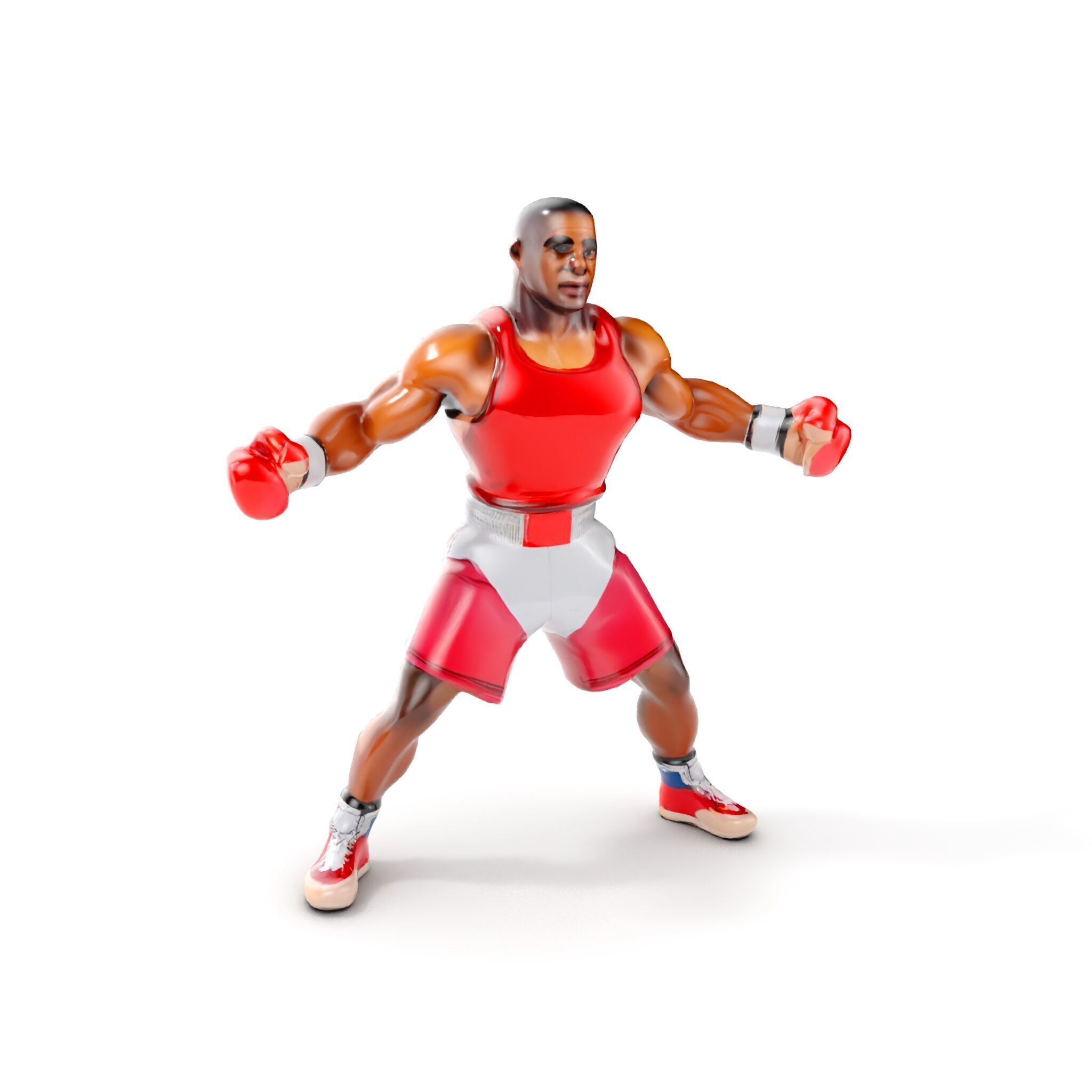 Boxer Champion Character Model Rigged and Animated Low-poly 3D model_15