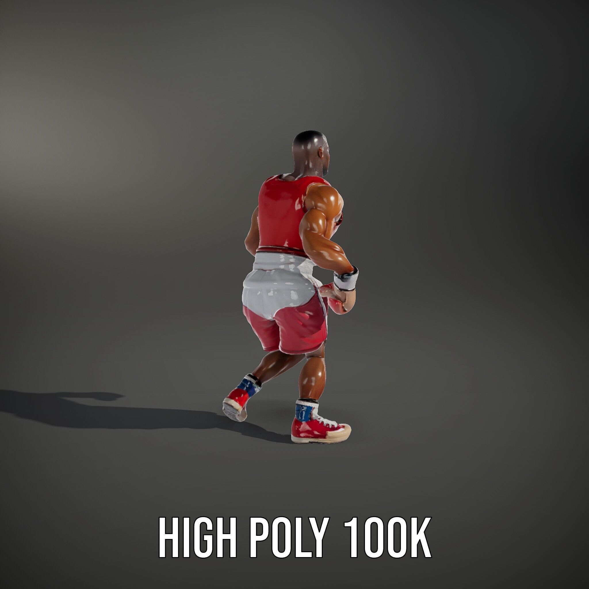 Boxer Champion Character Model Rigged and Animated Low-poly 3D model_8
