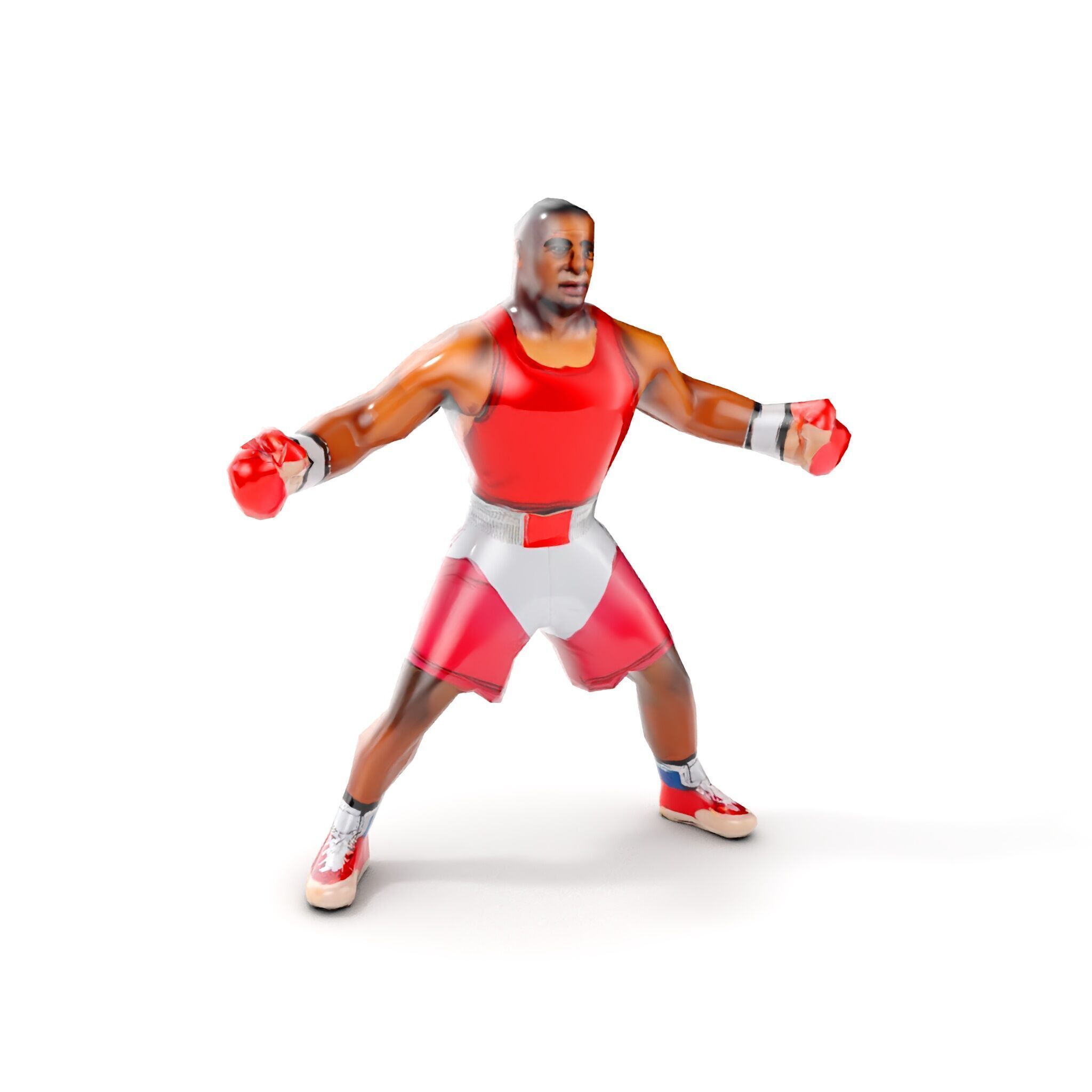 Boxer Champion Character Model Rigged and Animated Low-poly 3D model_13