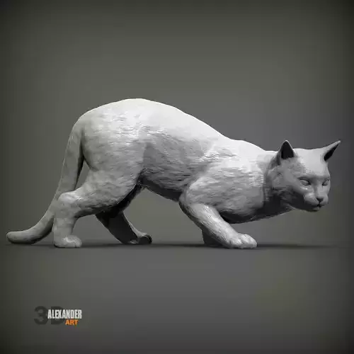 cat bent down 3D print model