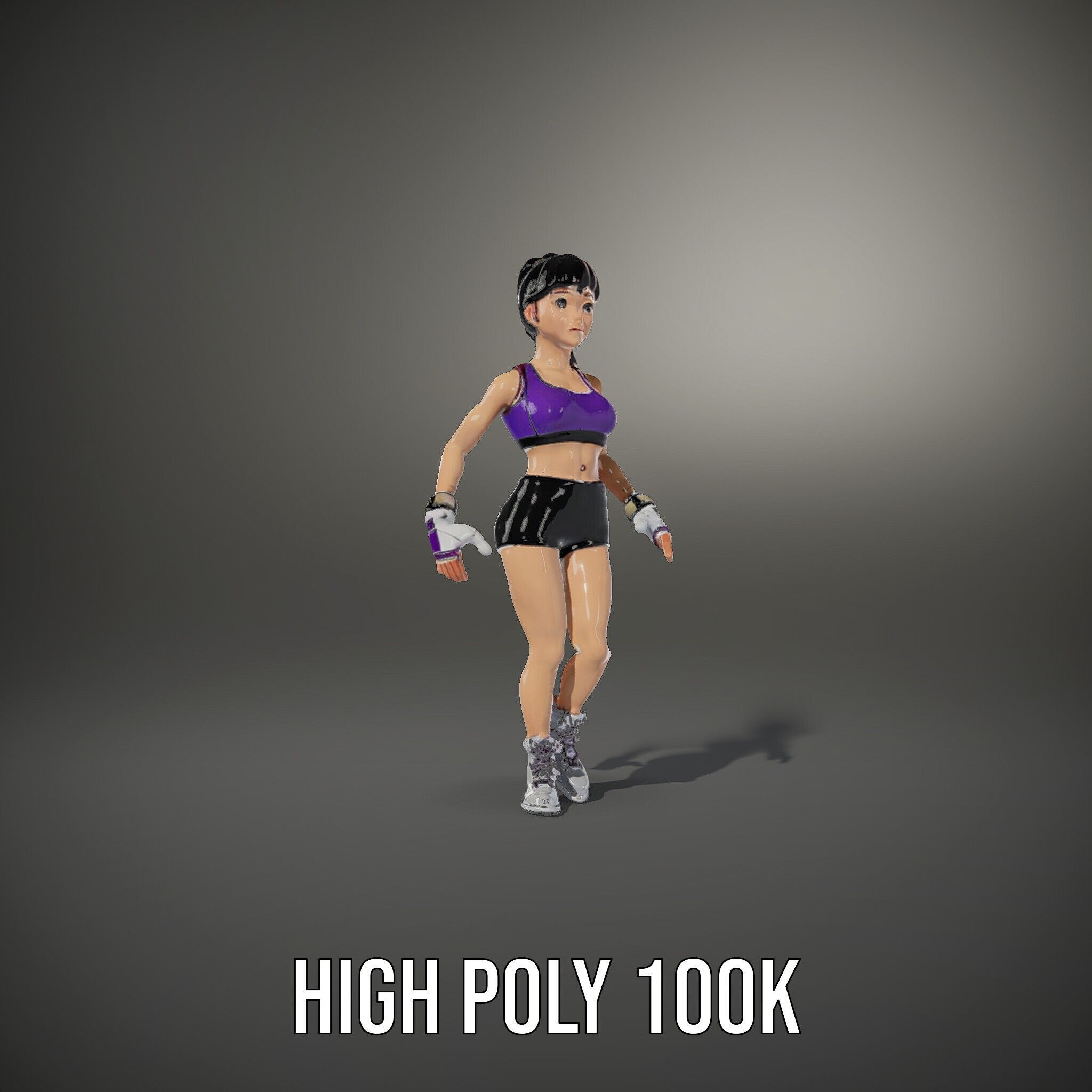 Athletic Female Character Rigged and Animated Low-poly 3D model_12