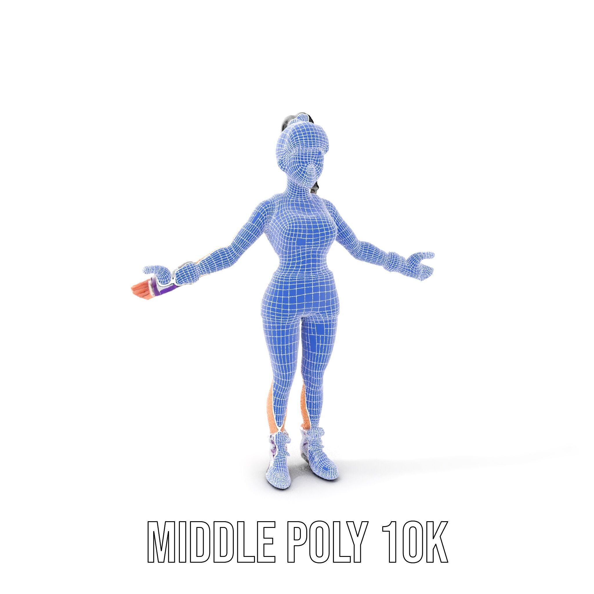 Athletic Female Character Rigged and Animated Low-poly 3D model_18