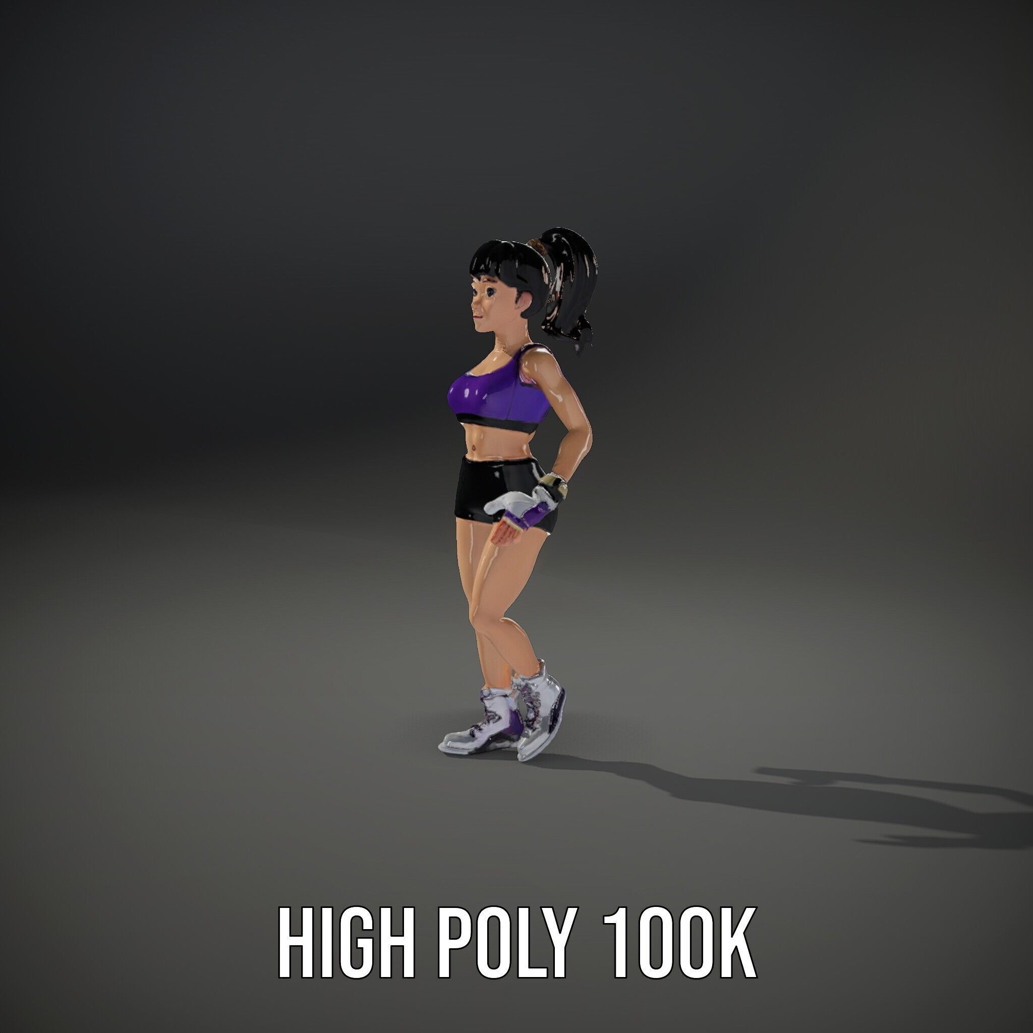 Athletic Female Character Rigged and Animated Low-poly 3D model_15