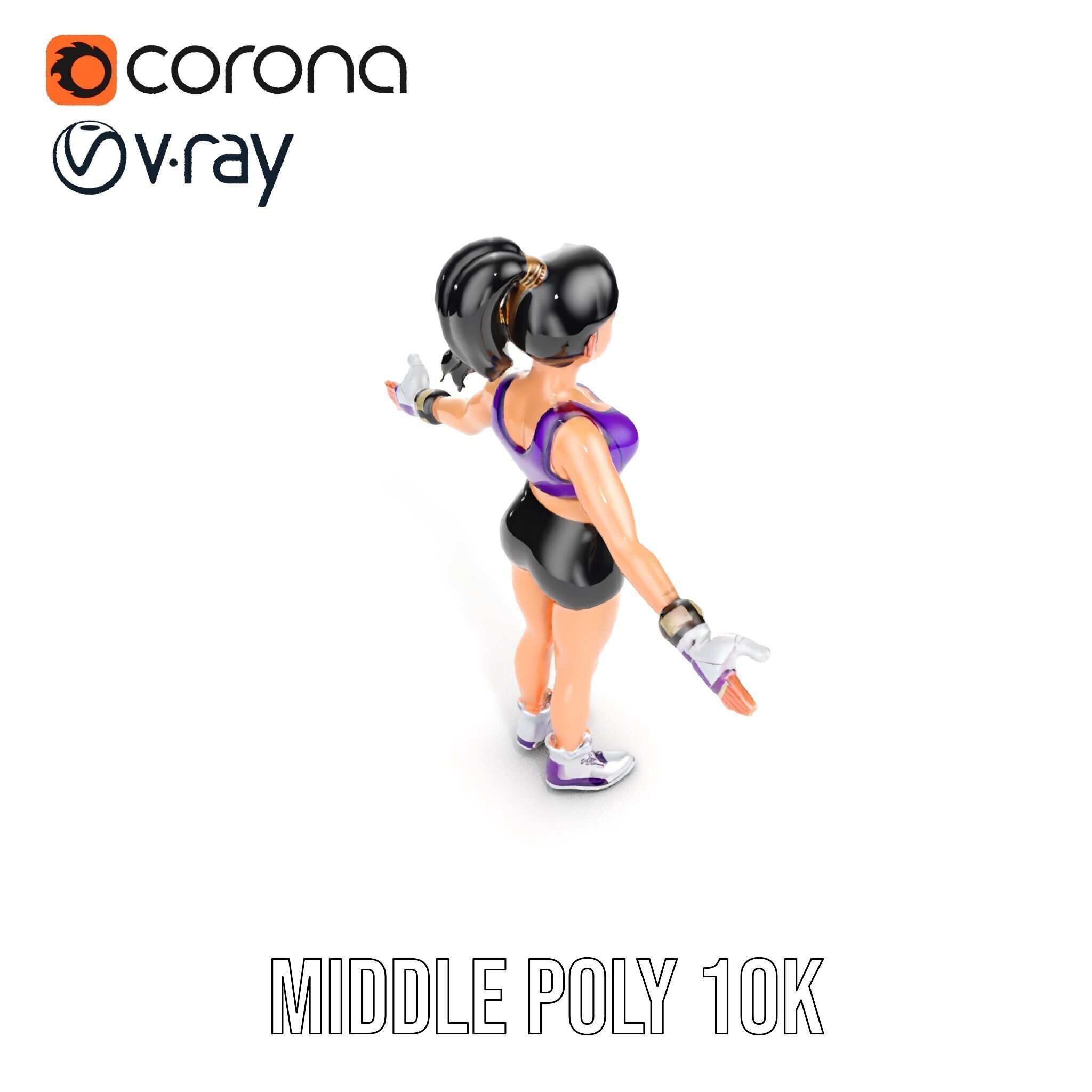 Athletic Female Character Rigged and Animated Low-poly 3D model_13