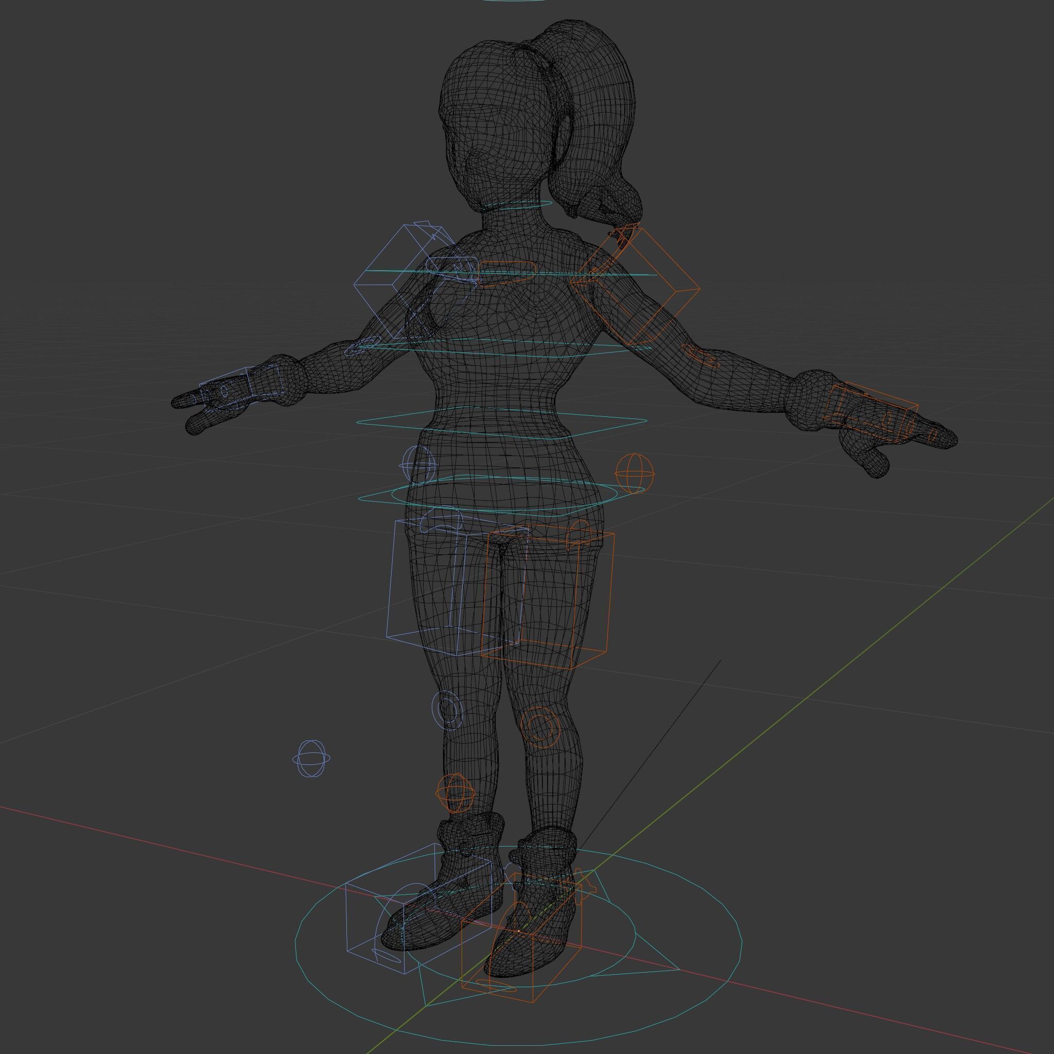 Athletic Female Character Rigged and Animated Low-poly 3D model_7