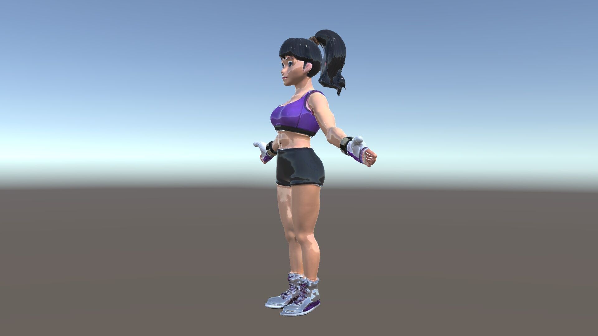 Athletic Female Character Rigged and Animated Low-poly 3D model_6