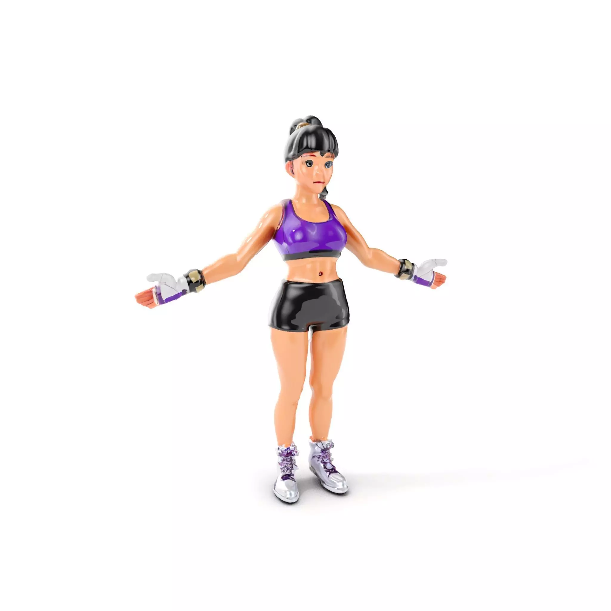 Athletic Female Character Rigged and Animated Low-poly 3D model_0