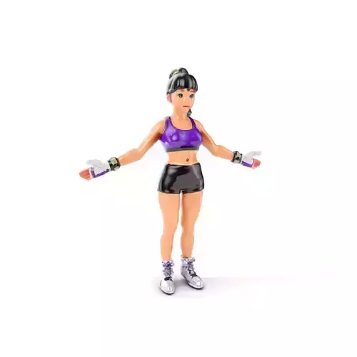 Athletic Female Character Rigged and Animated Low-poly 3D model
