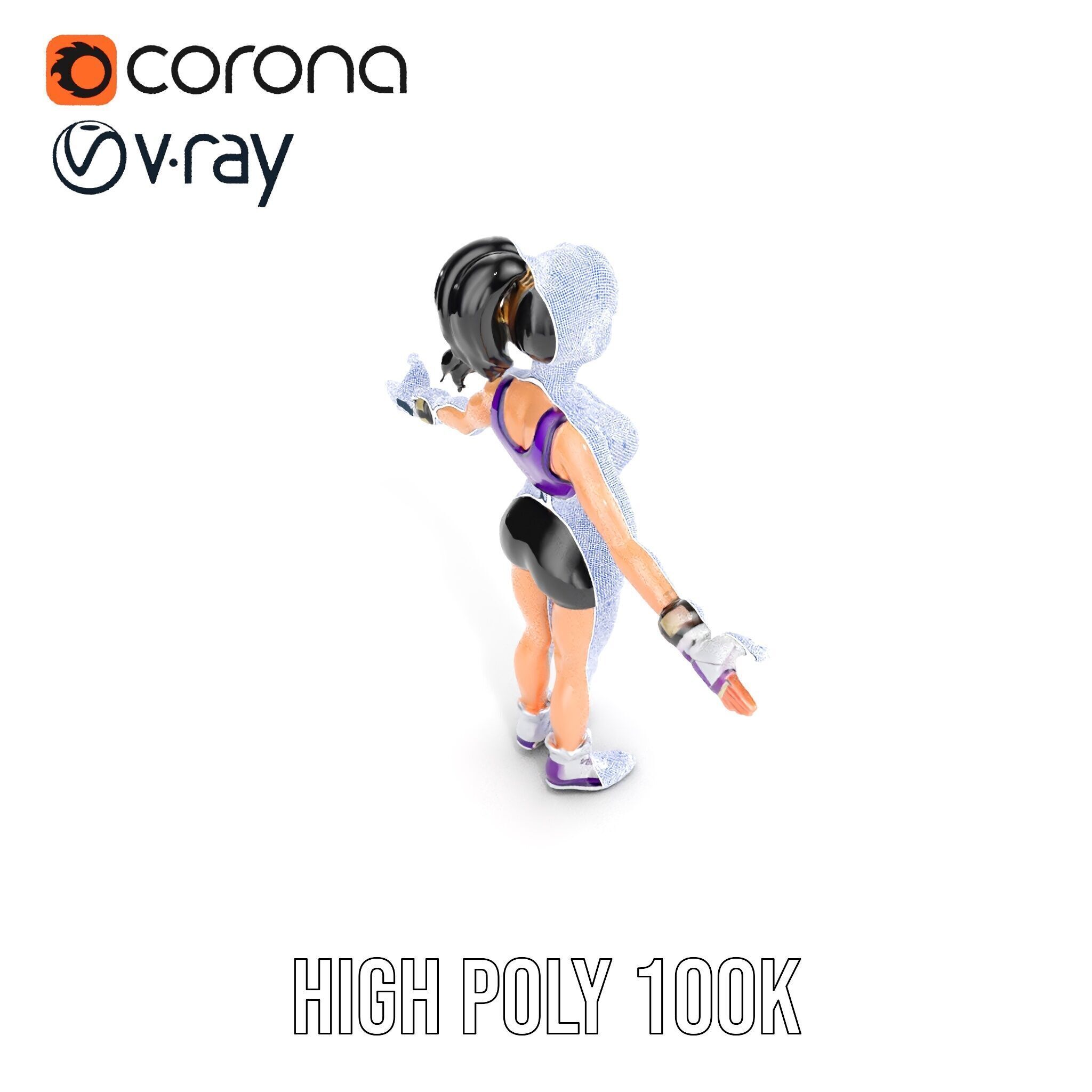 Athletic Female Character Rigged and Animated Low-poly 3D model_41