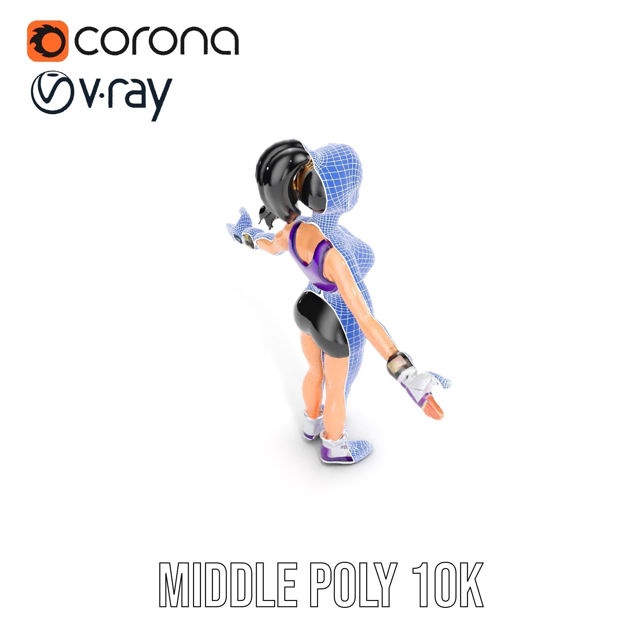 Athletic Female Character Rigged and Animated Low-poly 3D model_29