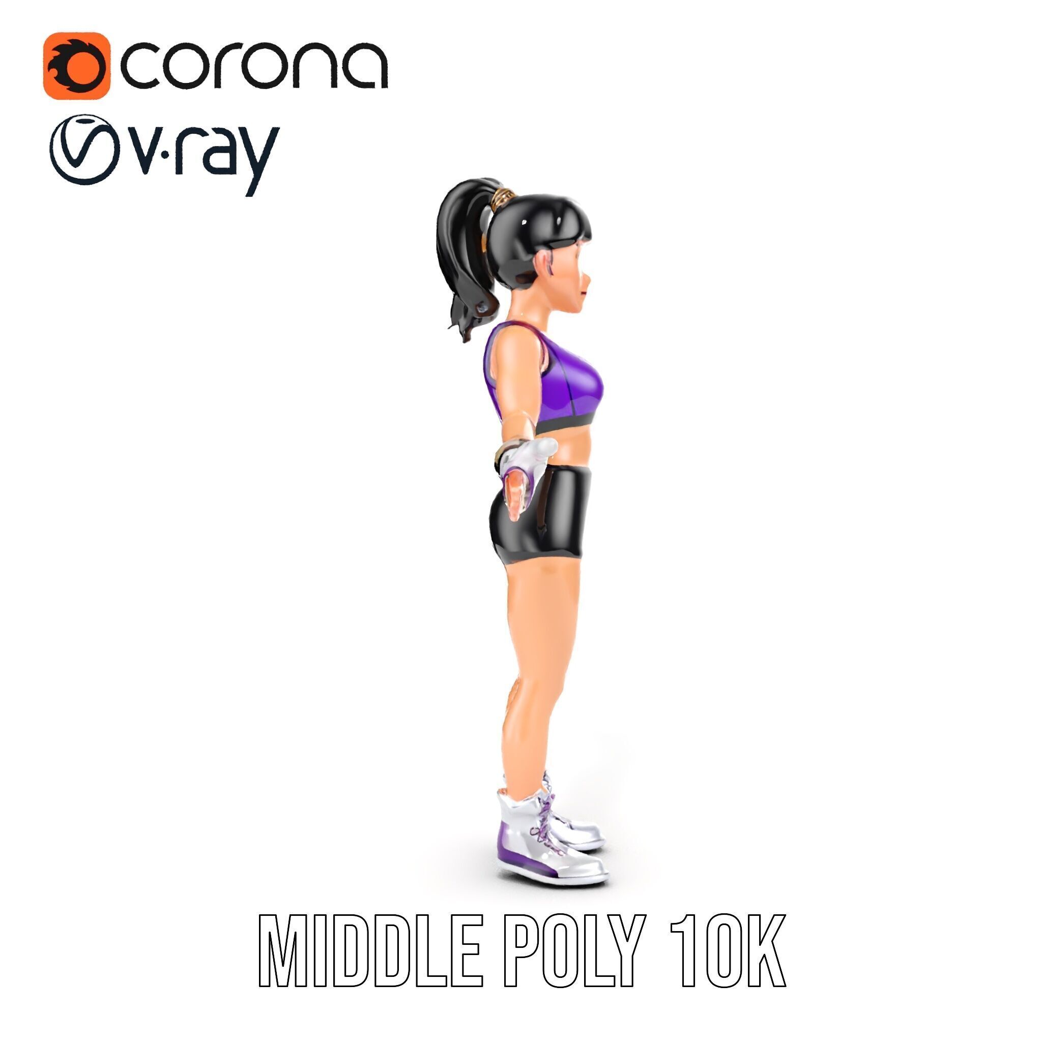 Athletic Female Character Rigged and Animated Low-poly 3D model_32