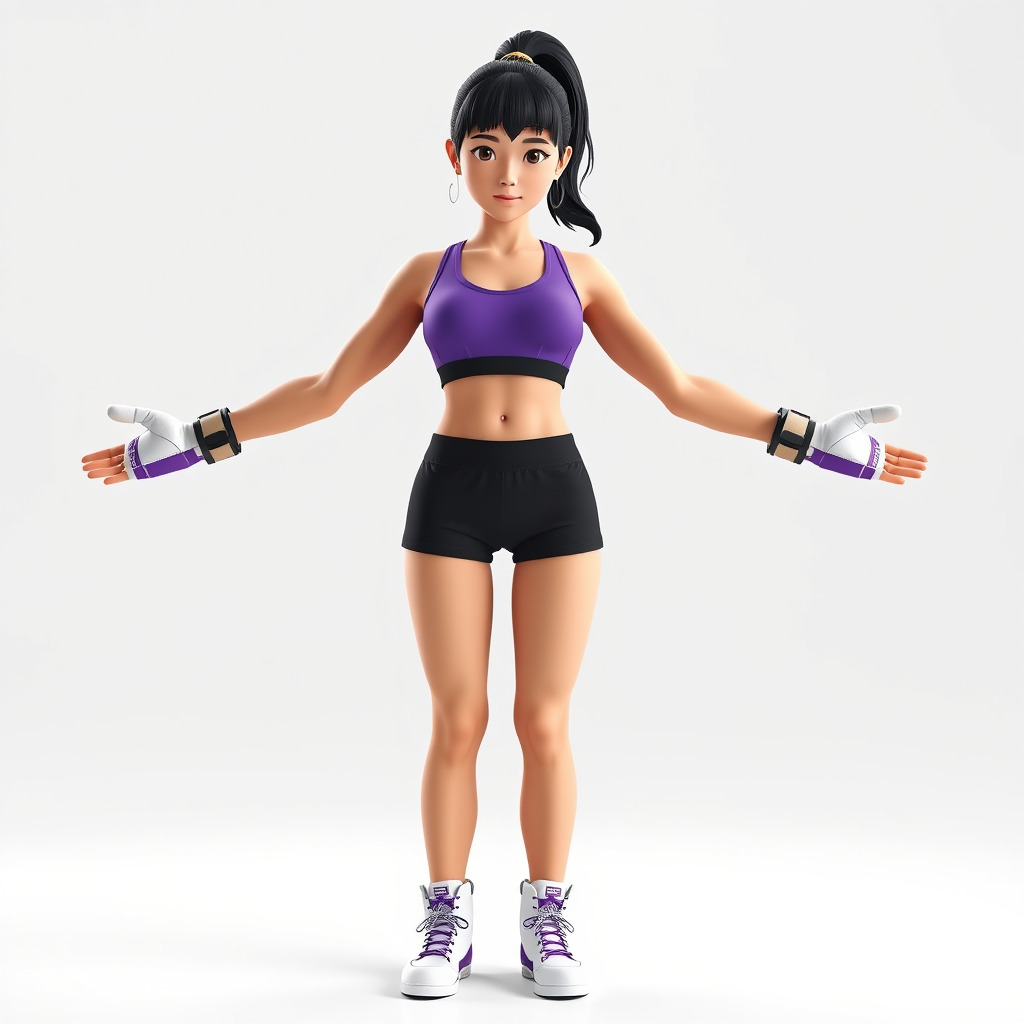 Athletic Female Character Rigged and Animated Low-poly 3D model_3