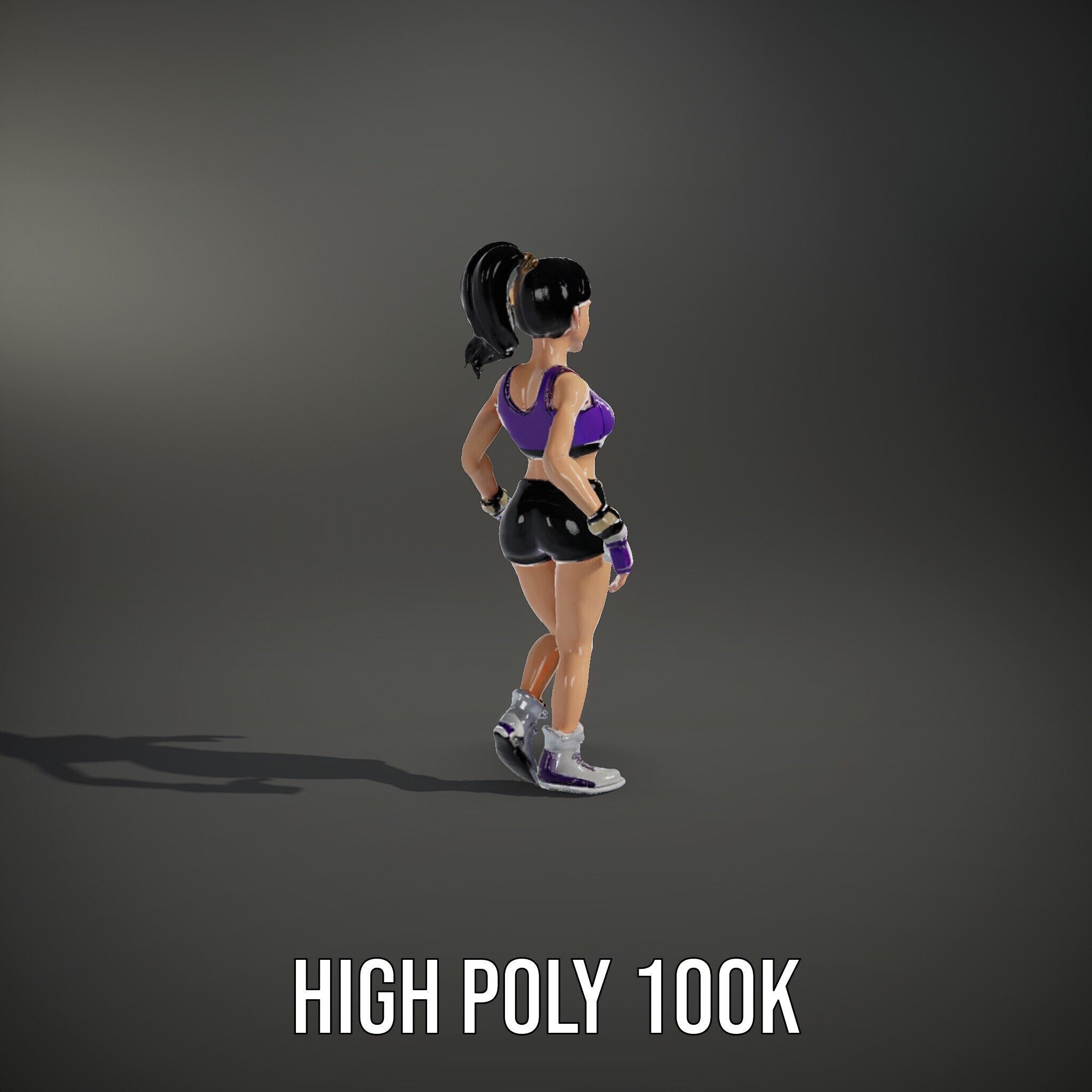 Athletic Female Character Rigged and Animated Low-poly 3D model_9
