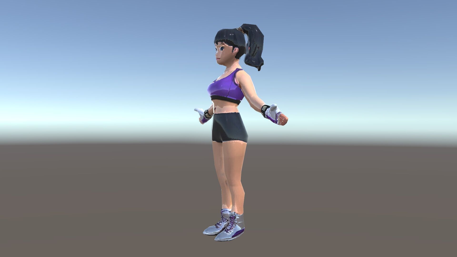 Athletic Female Character Rigged and Animated Low-poly 3D model_36