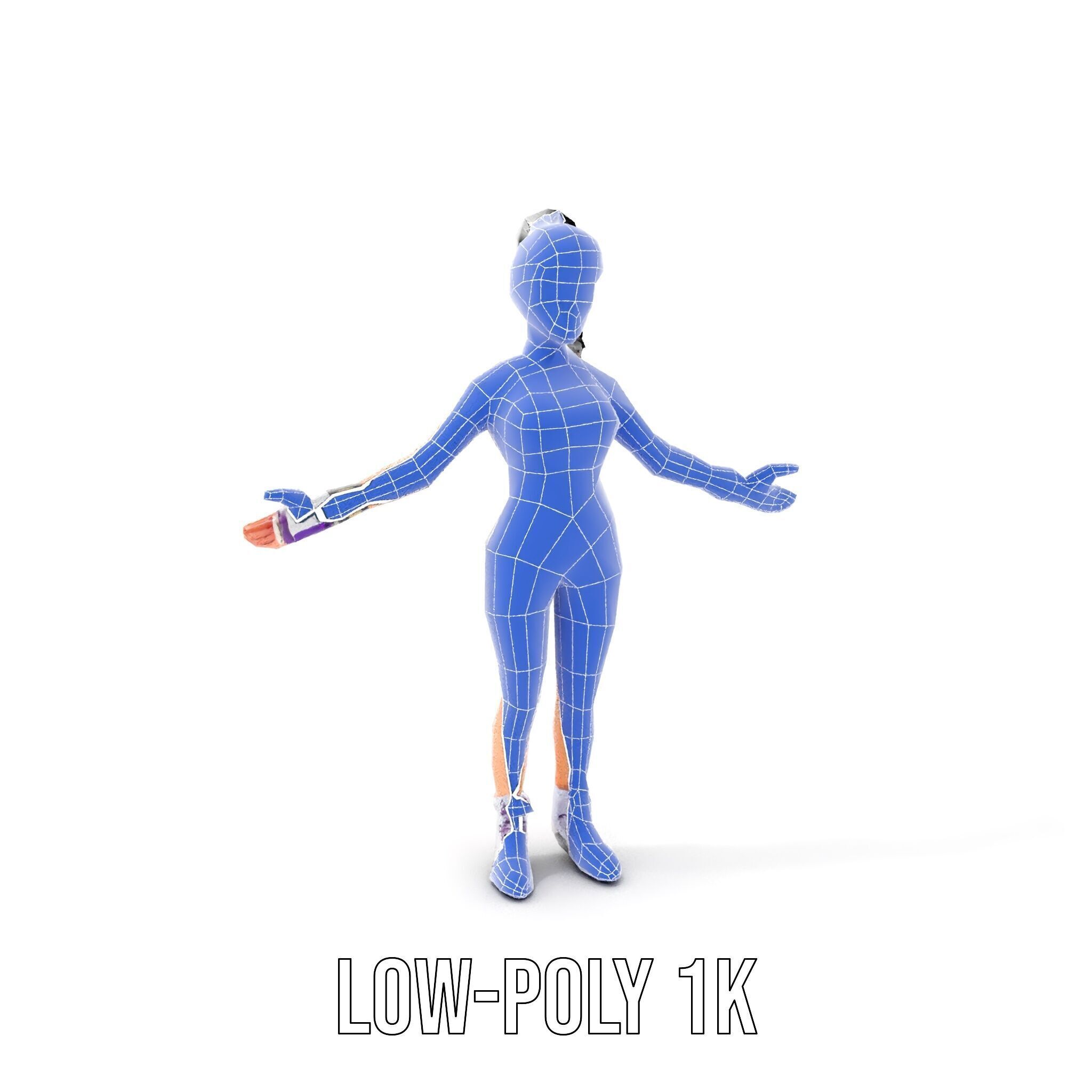 Athletic Female Character Rigged and Animated Low-poly 3D model_33