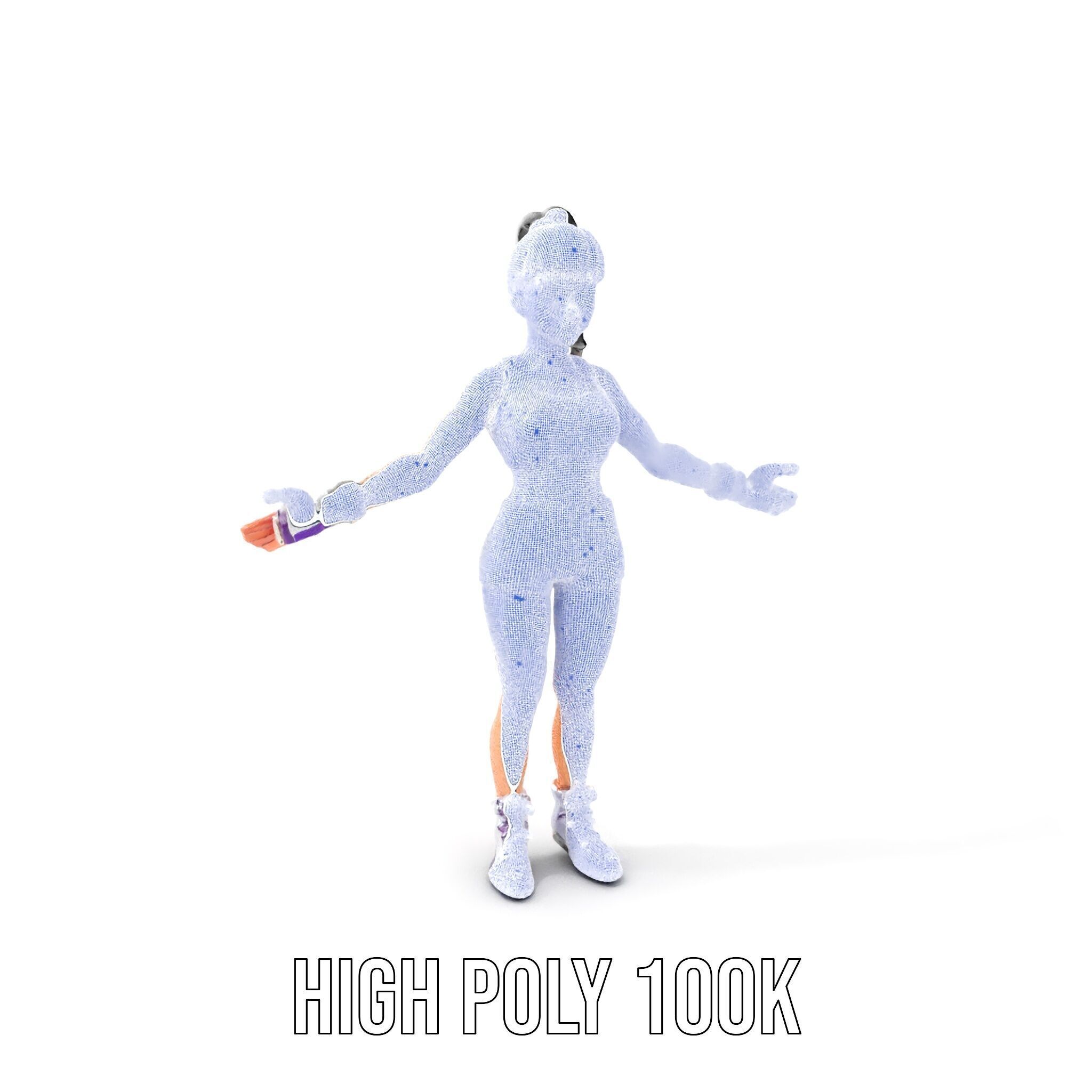 Athletic Female Character Rigged and Animated Low-poly 3D model_5