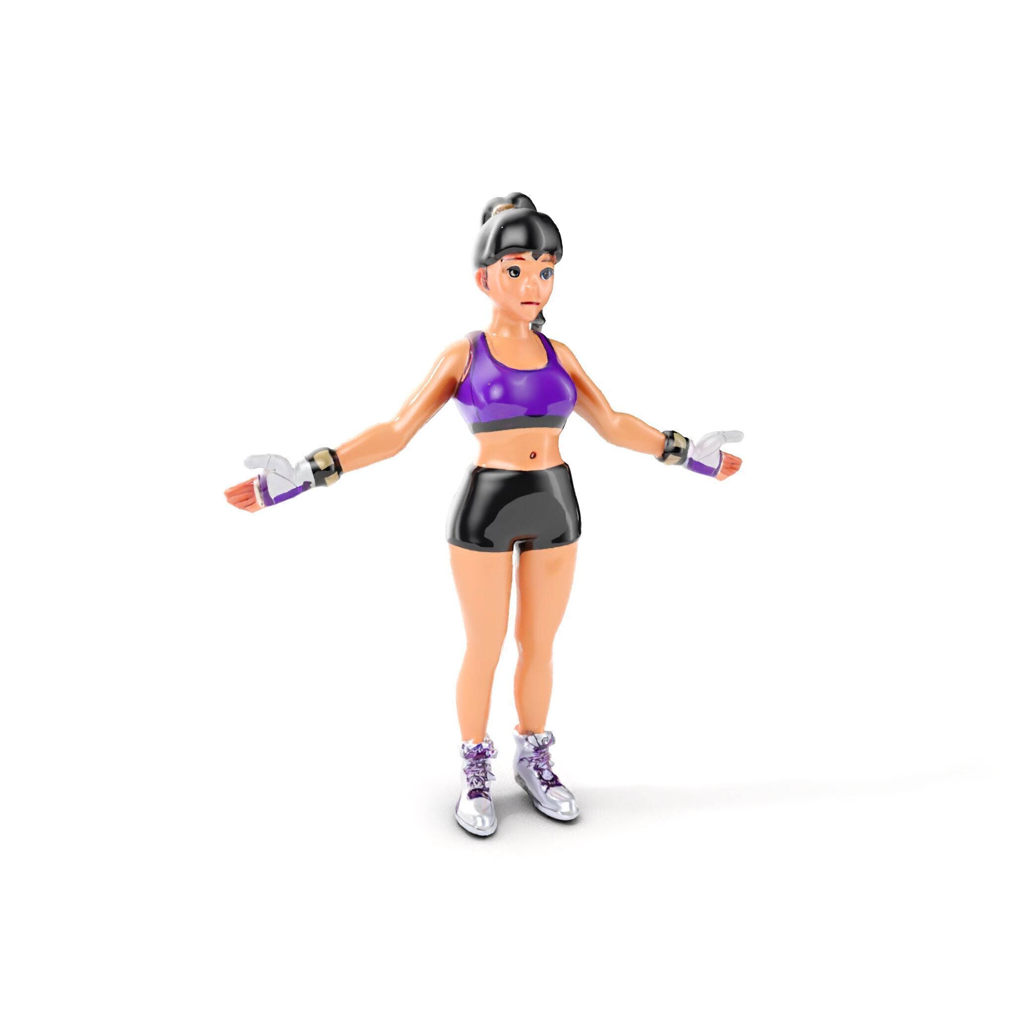 Athletic Female Character Rigged and Animated Low-poly 3D model_23