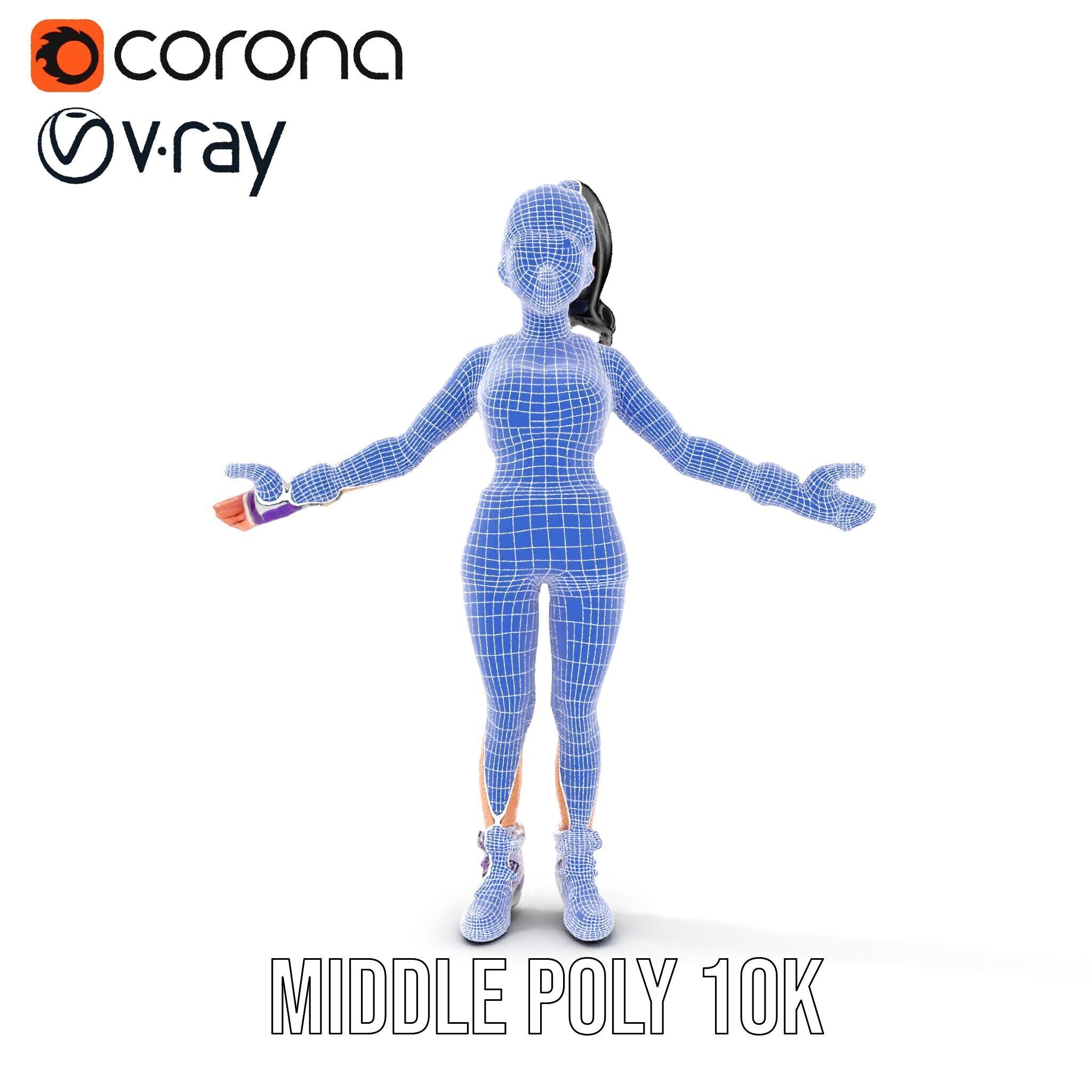 Athletic Female Character Rigged and Animated Low-poly 3D model_35