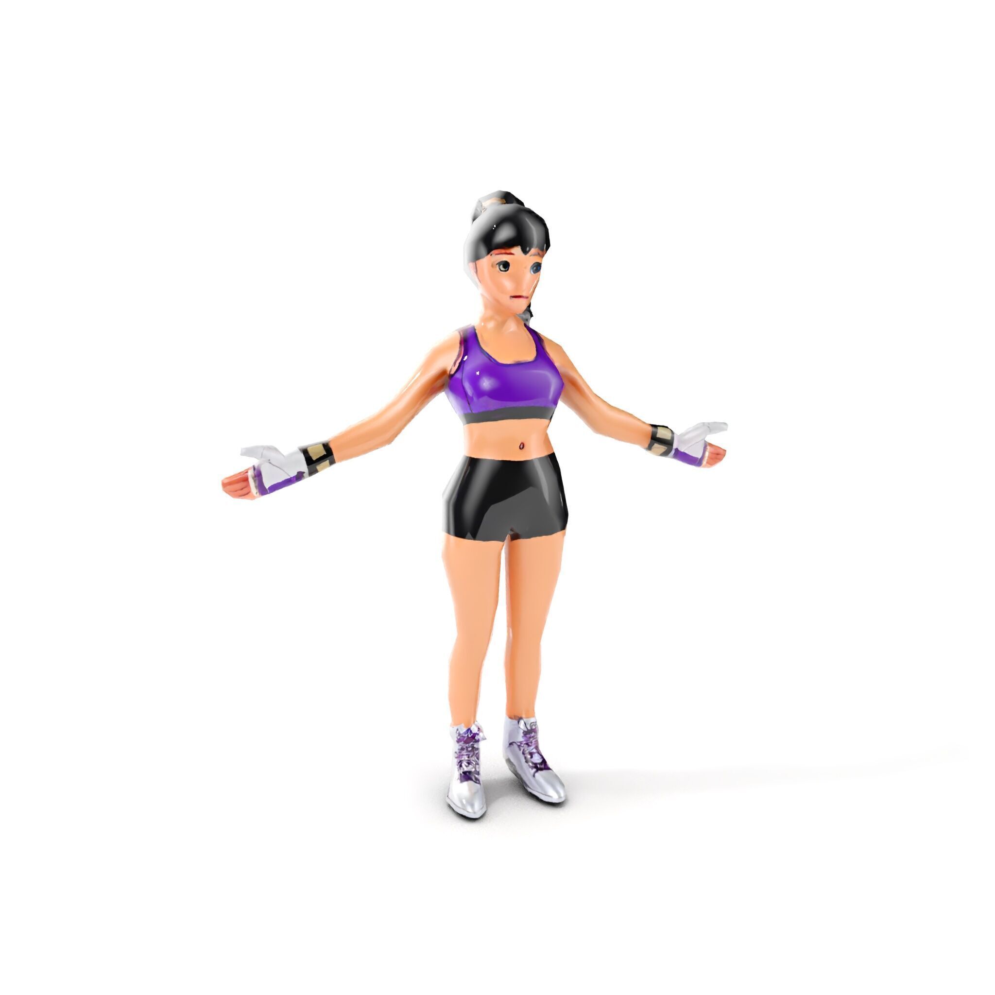 Athletic Female Character Rigged and Animated Low-poly 3D model_8